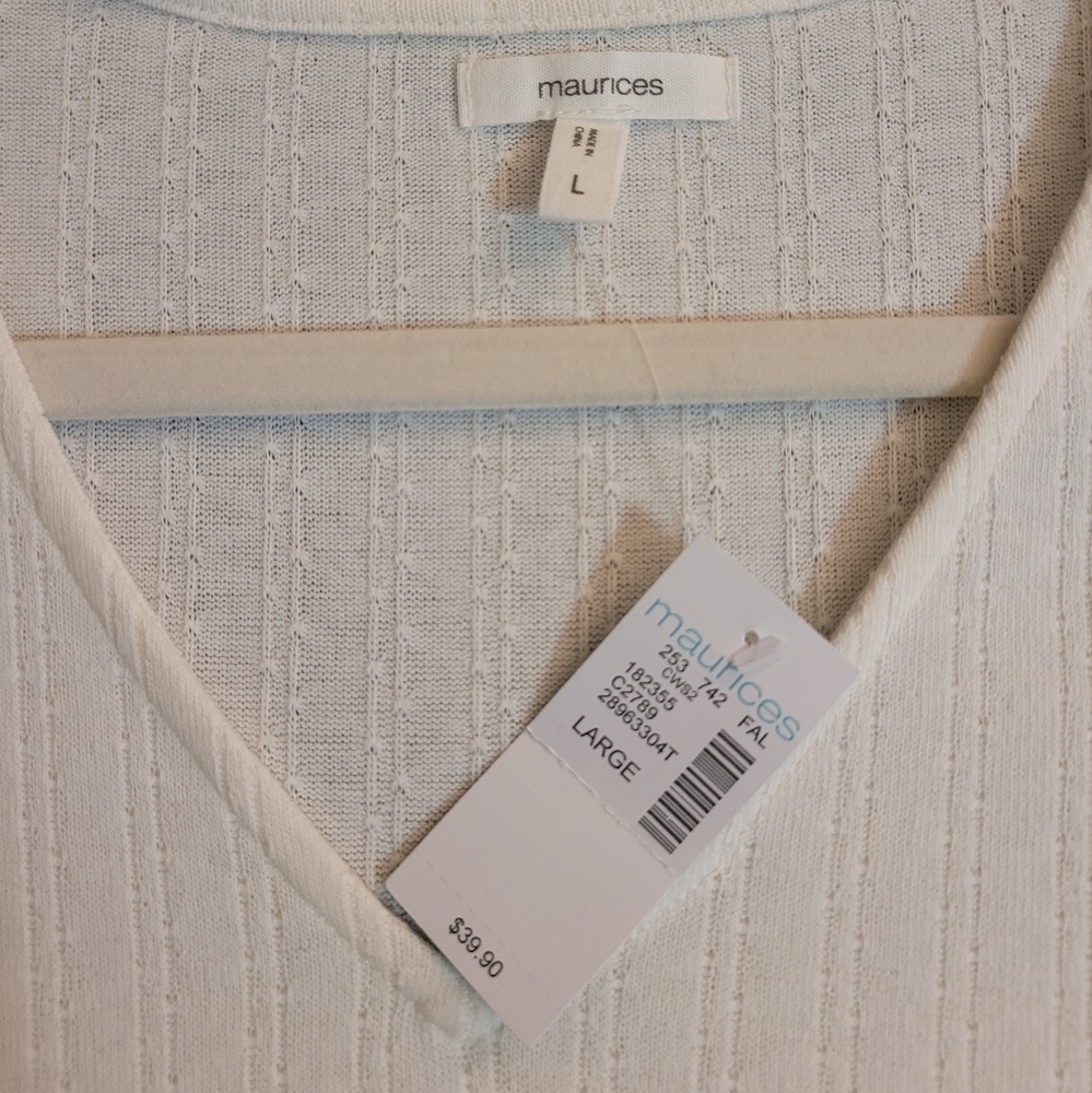 Maurices Longsleeve Boho Lace Trim Dress Size Large Cream White - Picture 4 of 6